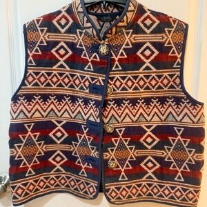 Vintage Agapo Collection Western Tapestry vest. Unique buttons & design